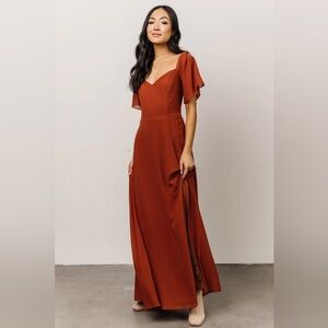 Baltic Born Rust Sweetheart Chiffon Maxi Dress – Like New, Size Medium